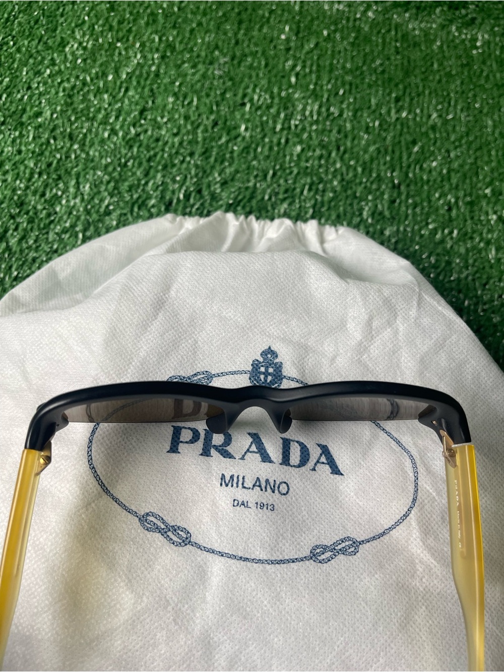 Prada Two-Tone Cat Eye Sunglasses in Black and Yellow - Picture 8 of 15